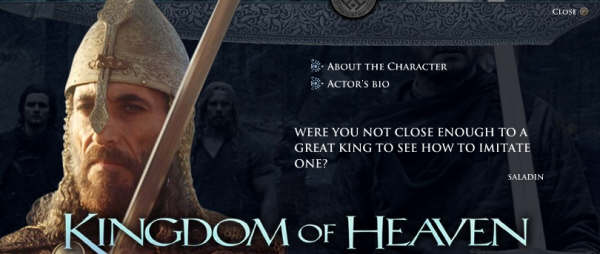 Filmin teması Kutsal Topraklar olarak görülen 3 semavi dinin de sahip olmak için binlerce yıldır savaştığı Kudus'e düzenlenen Haçlı Seferleri ve karşılarında savaşan Selahaddin Eyyubi. Cennetin Krallığı | Kingdom of Heaven