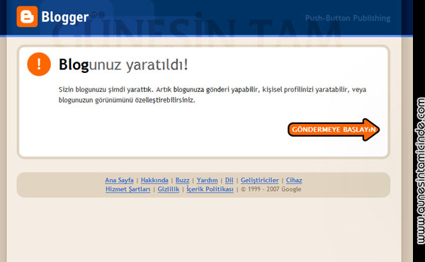 Şimdi artık Gmail hesabımız olduğuna göre sitemizi açmak için önümüzdeki birkaç dakika kaldı demektir. Haydi devam edelim. 10 Dakikada Blogger'la Web Siten Olsun İster misin ? BÖLÜM - 2