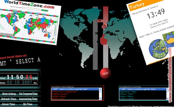 Çok eğlenceli bir Flash animasyonla saat kuşakları. Başka ülkelerde saat kaç diye aramanız için harika. Dünya Saatleri
